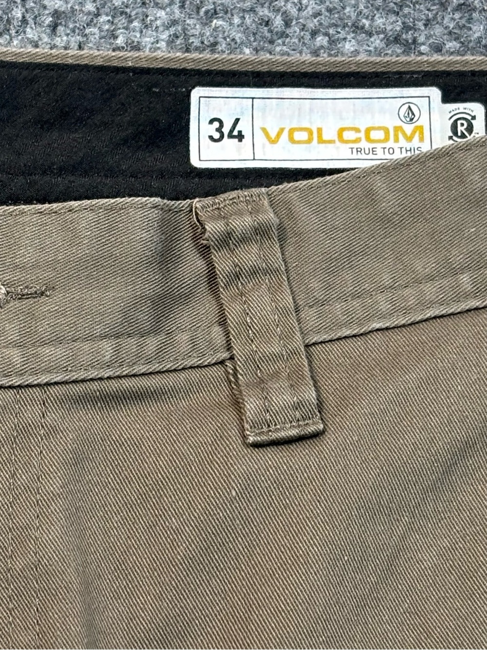 Volcom Frickin Modern Stretch Chino Pants Mens 34 Brown Khaki Skate Repreve - Picture 5 of 16